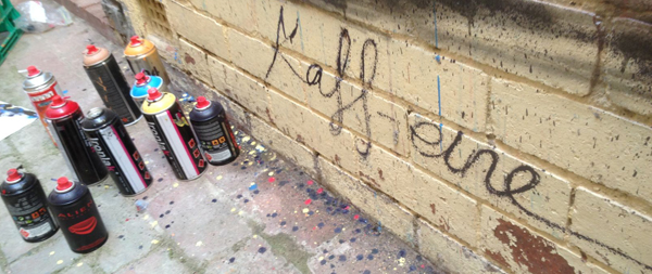 Kaff-eine, kaff eine, caffeine street artist signature at The Melbourne Food Depot 2012