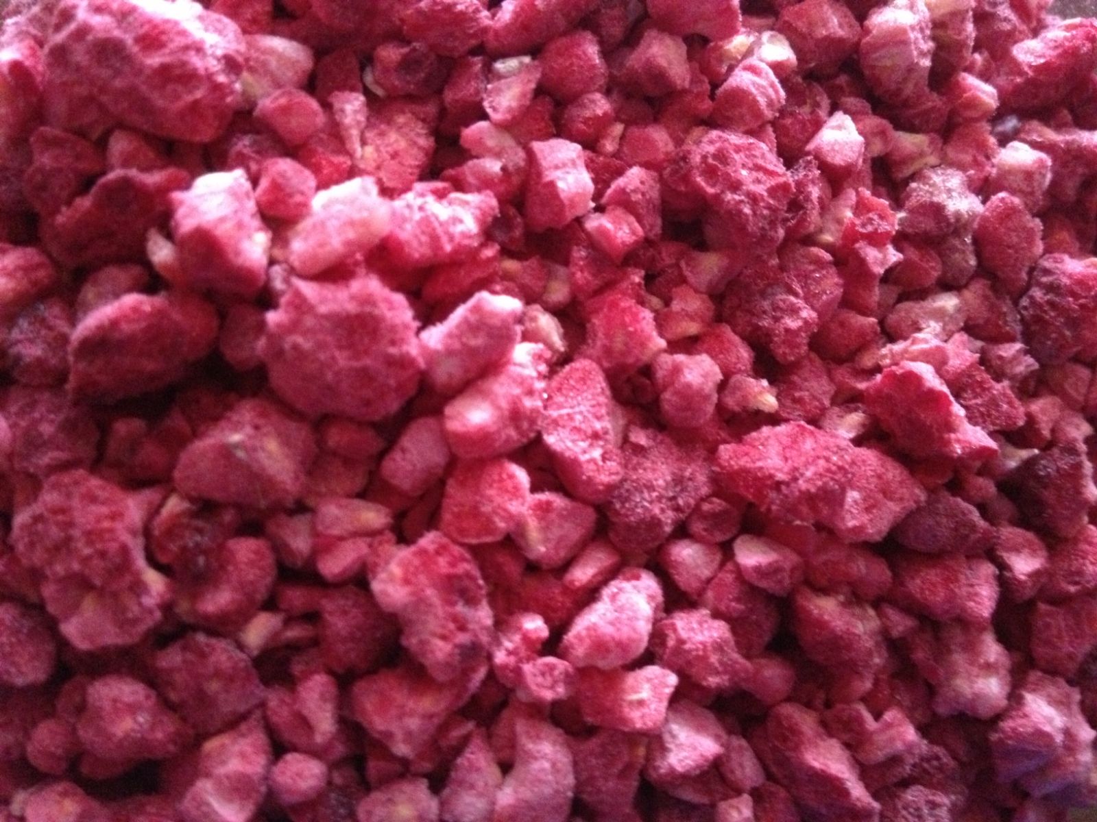 Australian grown & Manufactured Freeze Dried raspberry pieces by The Melbourne Food Depot, Melbourne, Australia